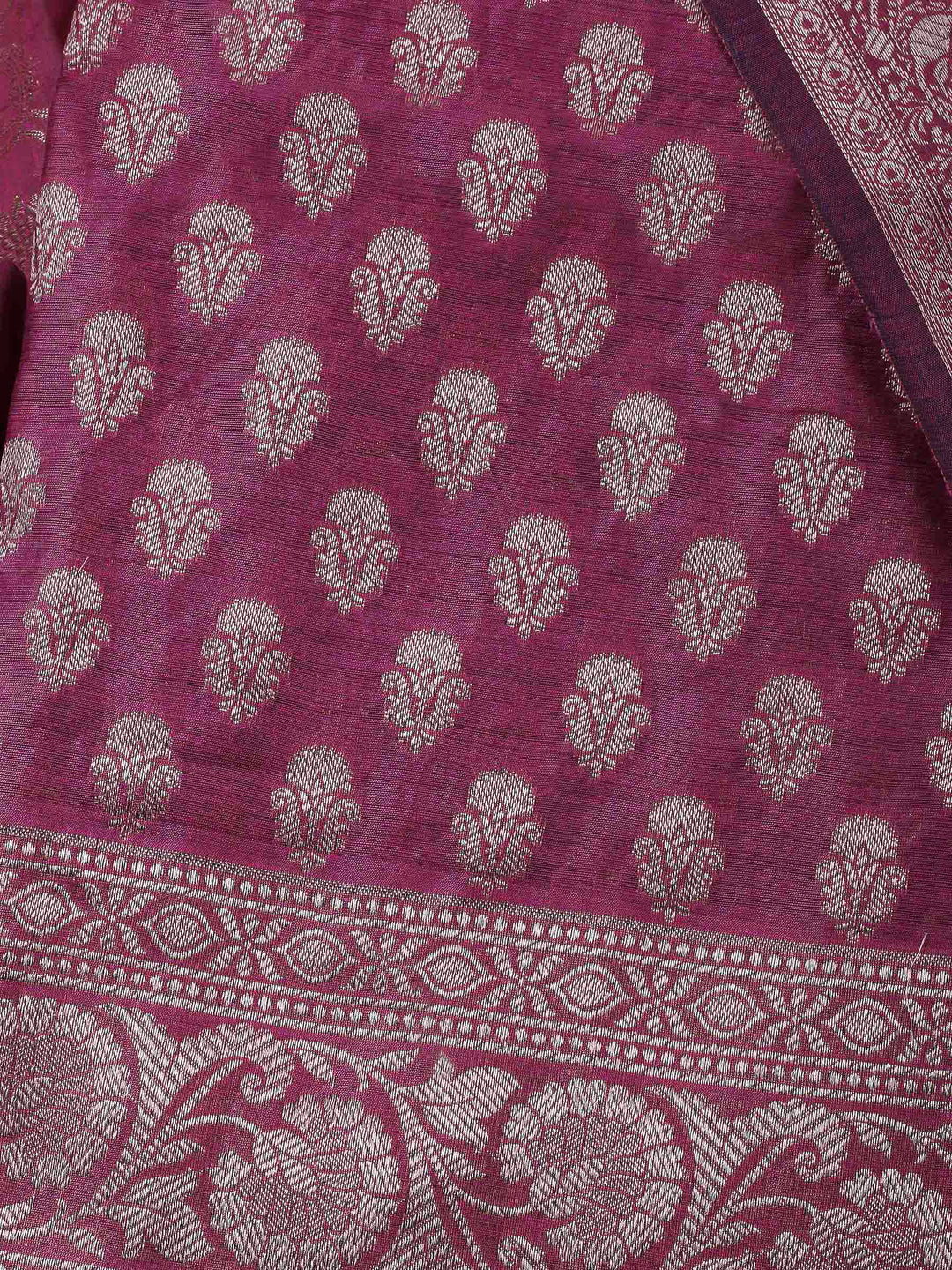 Magenta Woven Design Chanderi Unstitched Dress Material