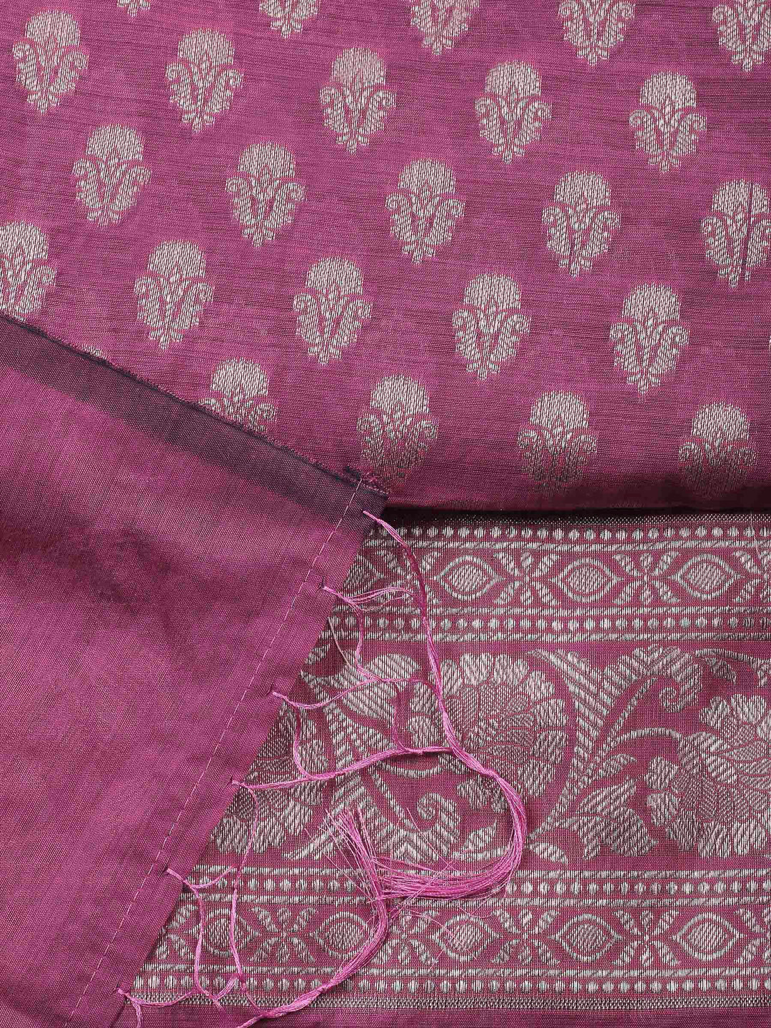 Magenta Woven Design Chanderi Unstitched Dress Material