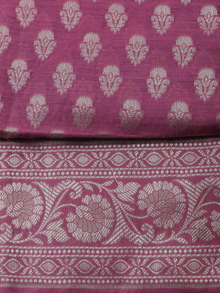 Magenta Woven Design Chanderi Unstitched Dress Material