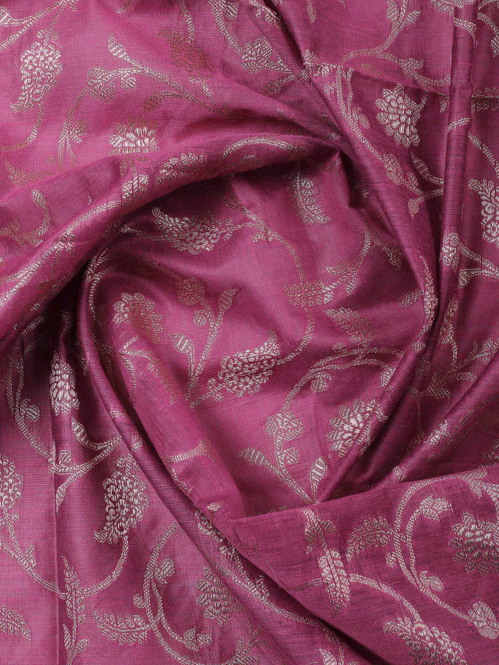Magenta Woven Design Chanderi Unstitched Dress Material