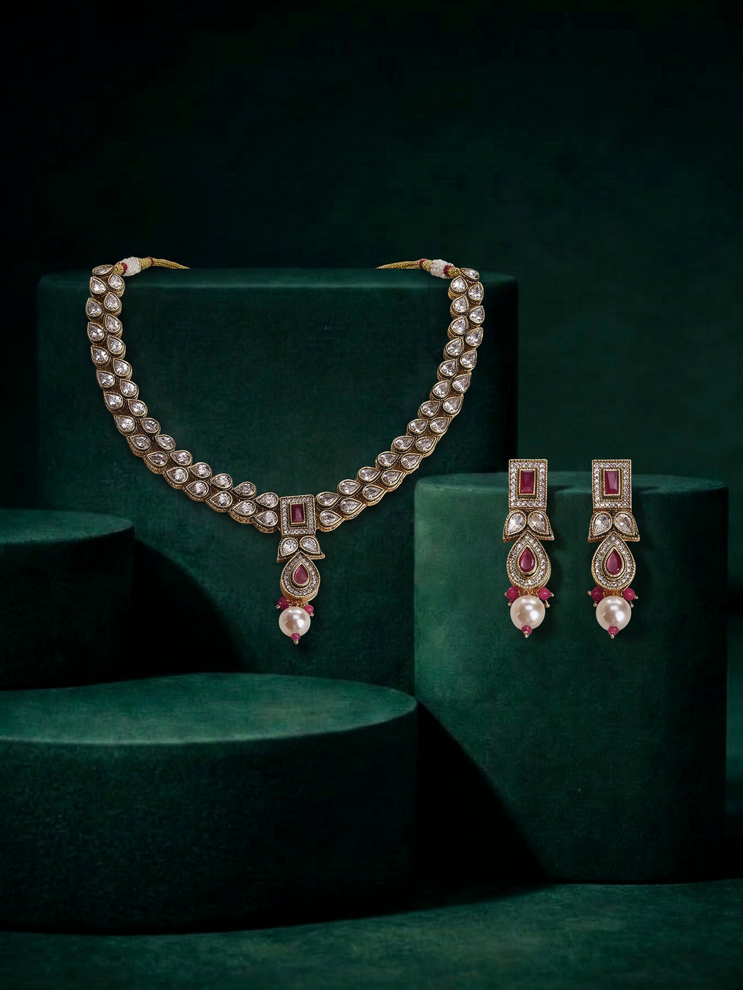 Gold-Ruby Imitation Jewelry-Set
