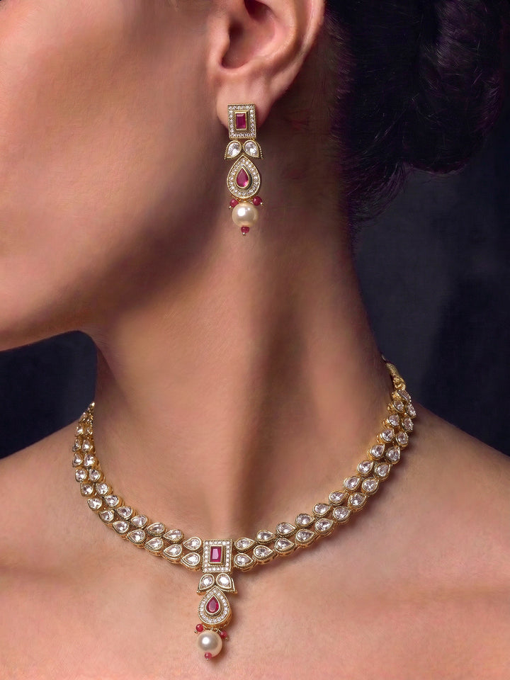 Gold-Ruby Imitation Jewelry-Set