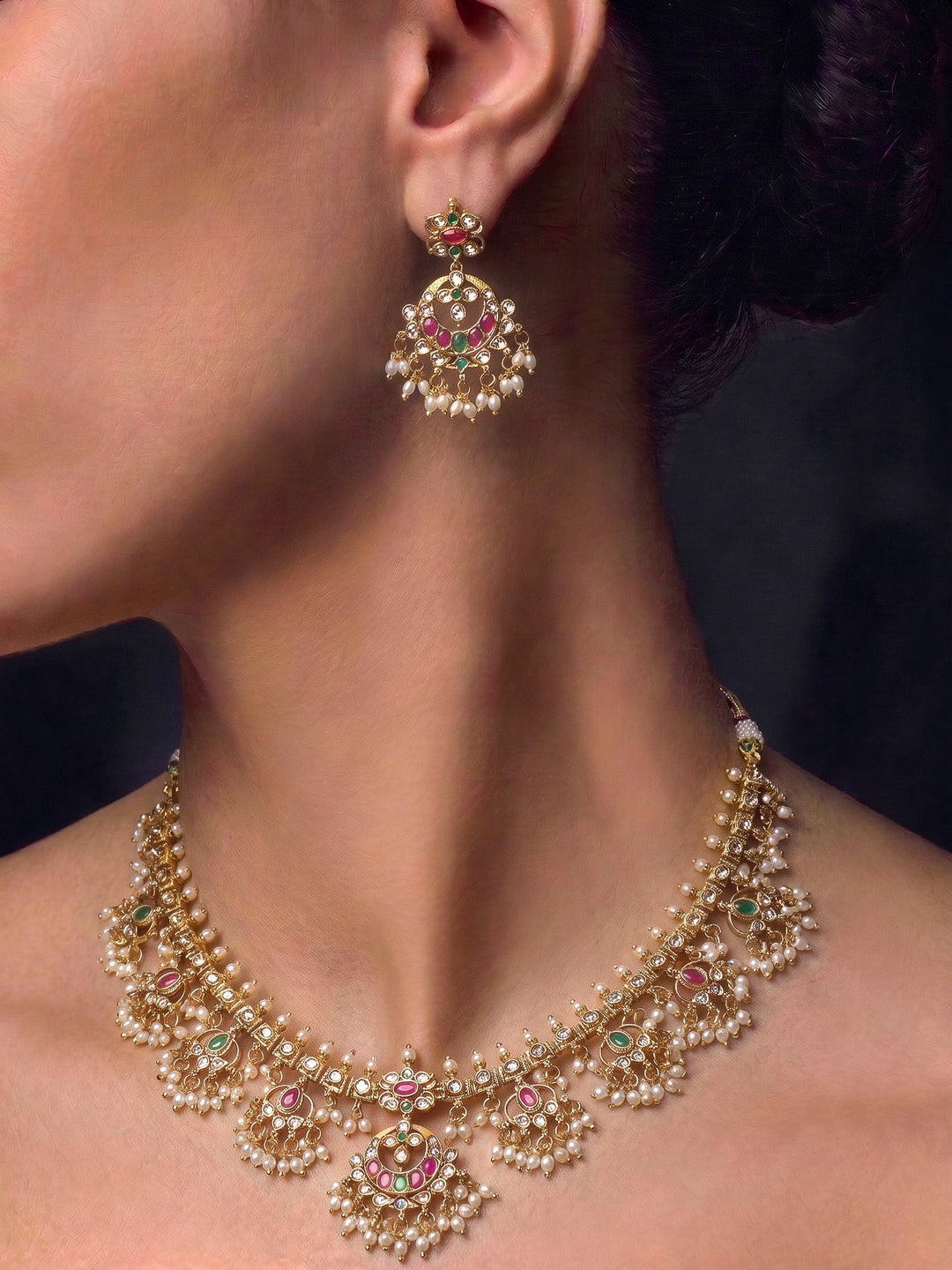 Gold-Multi Imitation Jewelry-Set