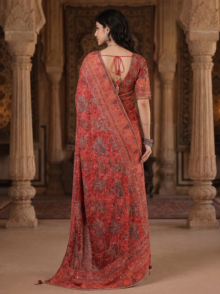 Rani Crepe Printed Saree