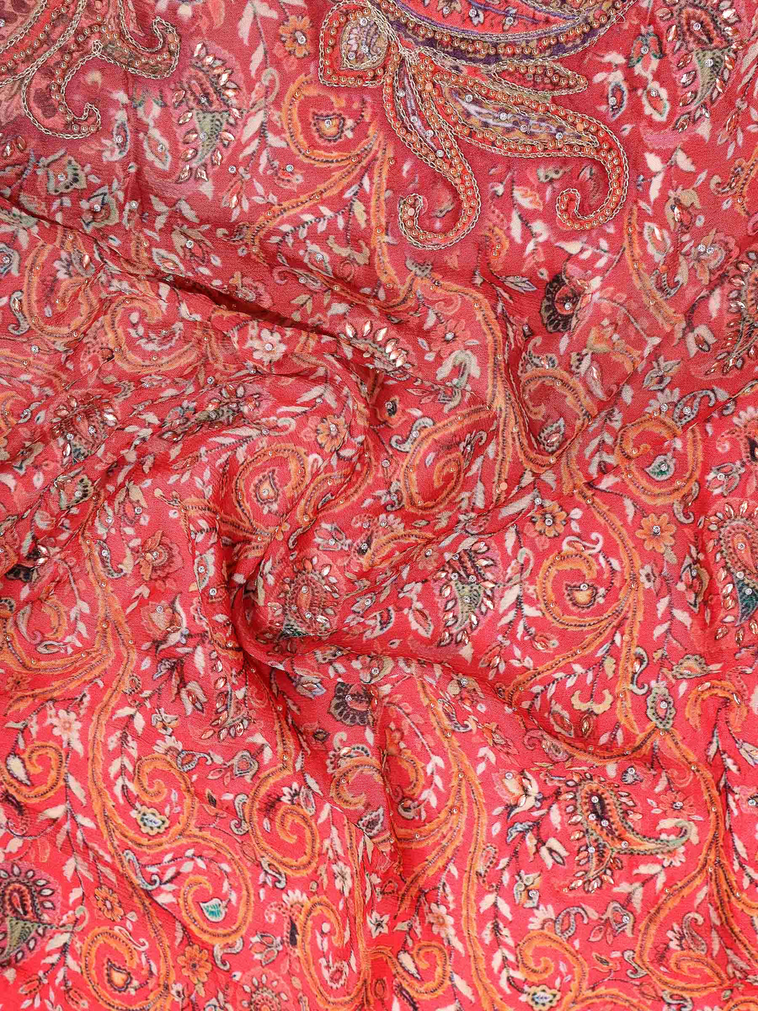 Rani Crepe Printed Saree