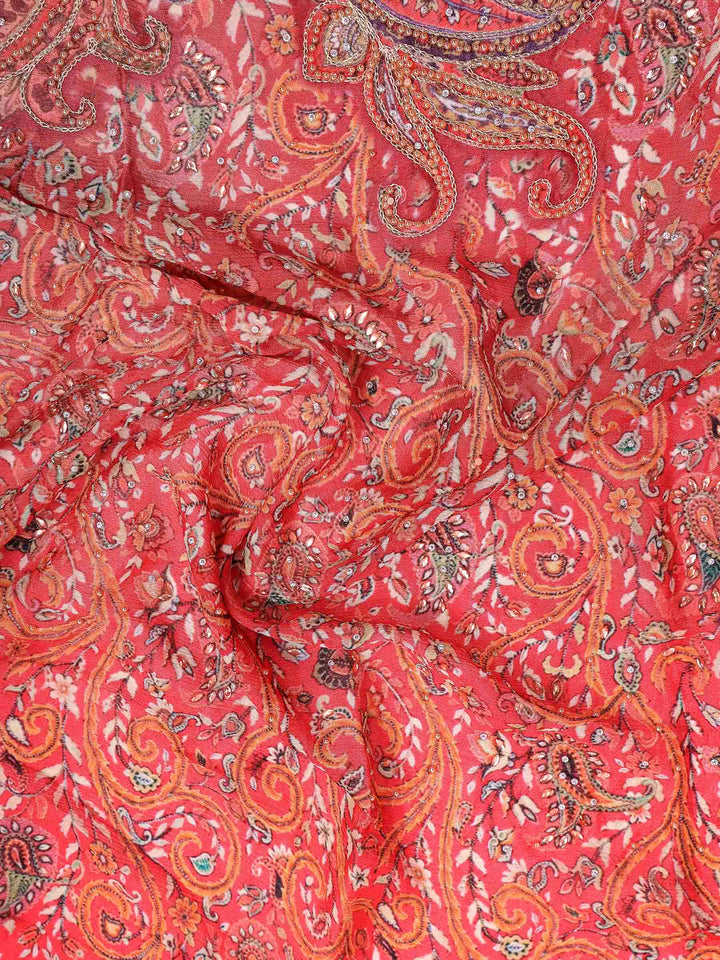 Rani Crepe Printed Saree