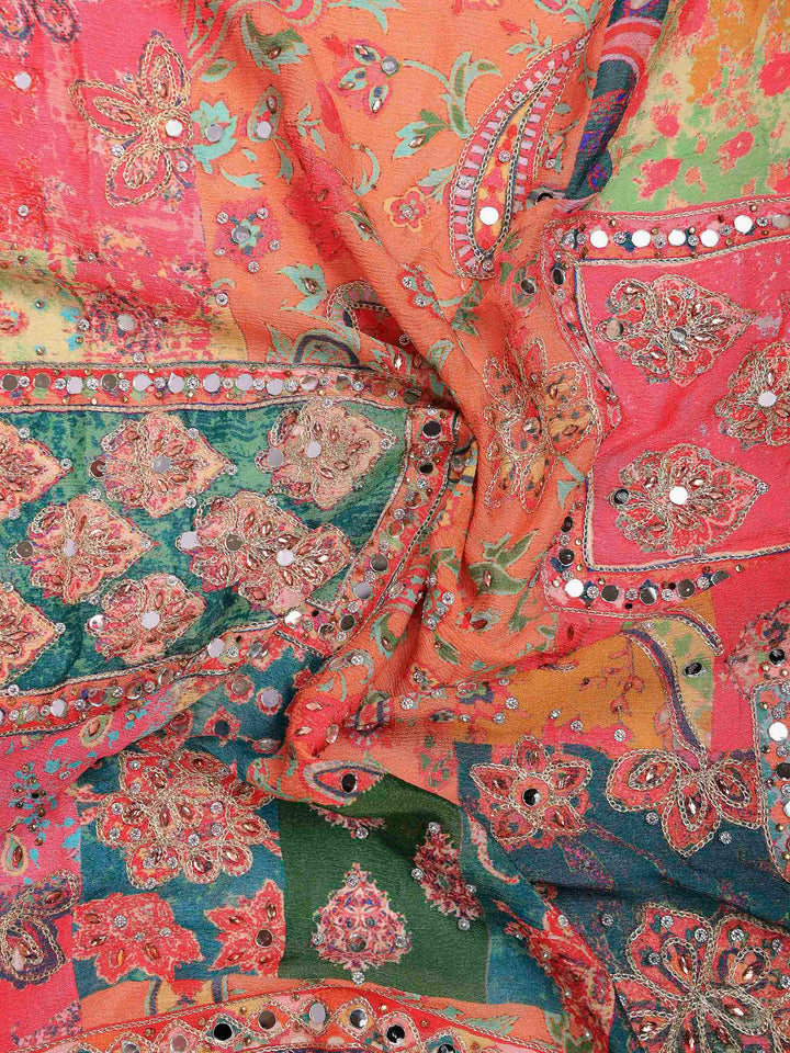 Pink Crepe Printed Saree