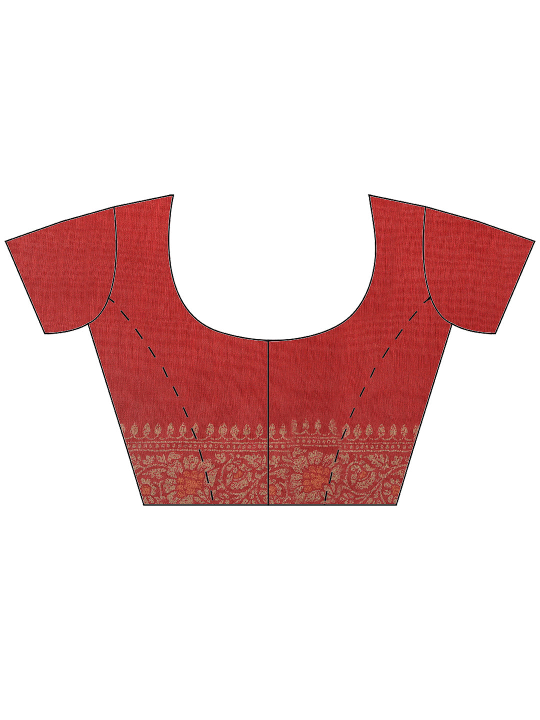 Red Cotton Blend Printed Saree