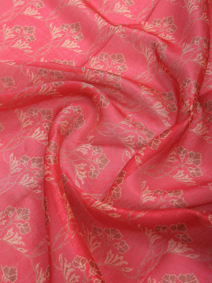 Pink Cotton Blend Printed Saree