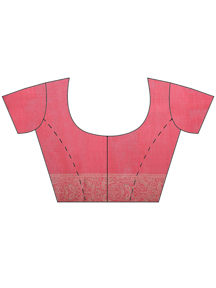 Pink Cotton Blend Printed Saree