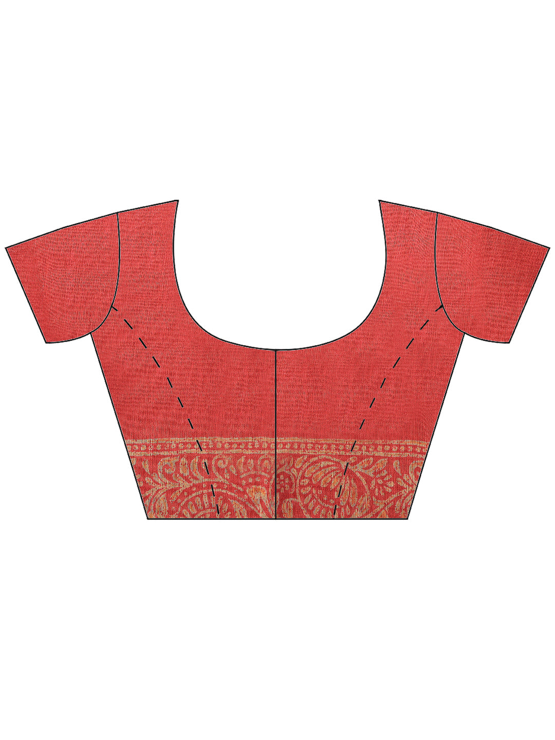 Red Cotton Blend Printed Saree