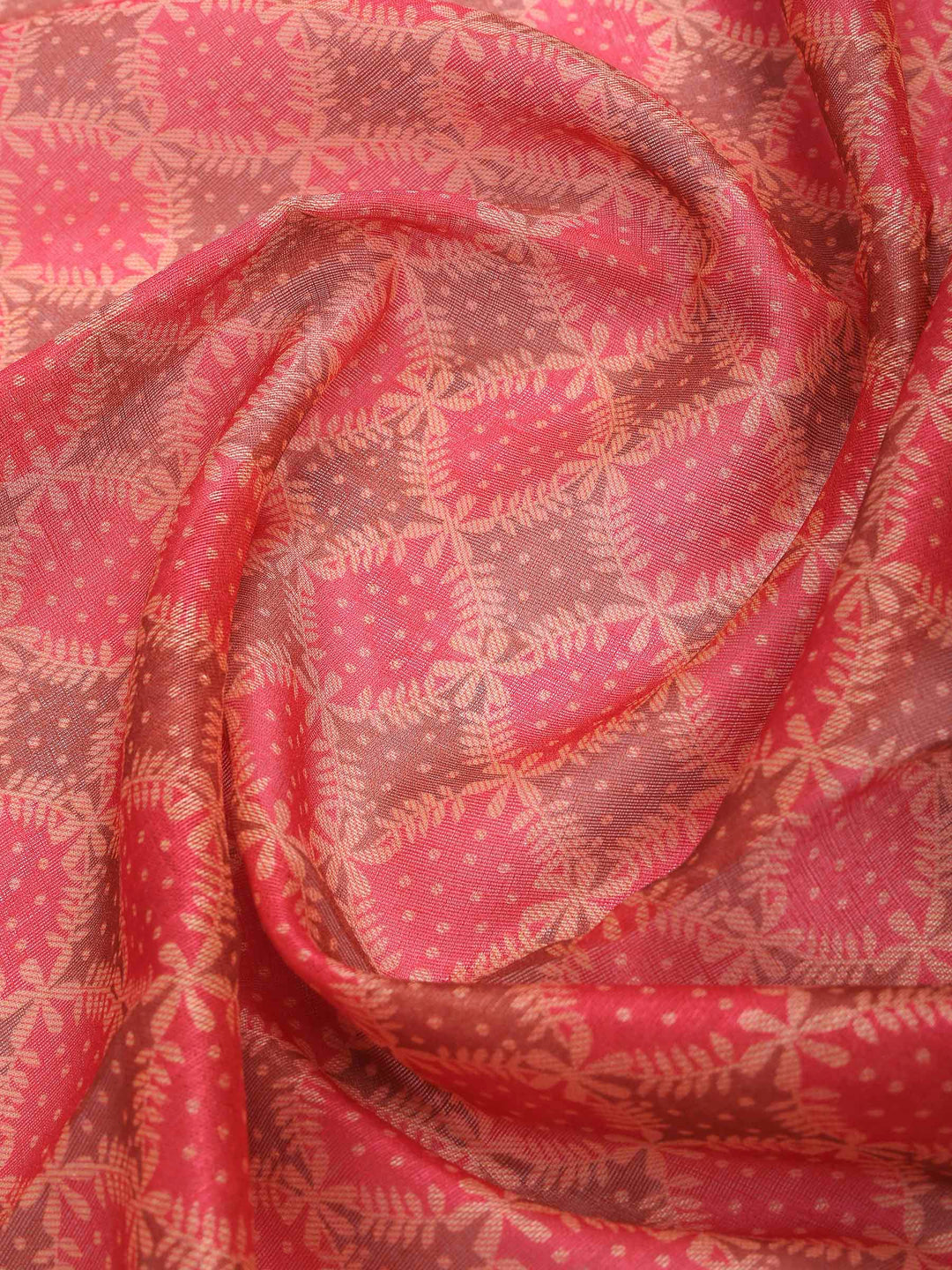 Pink Cotton Blend Printed Saree