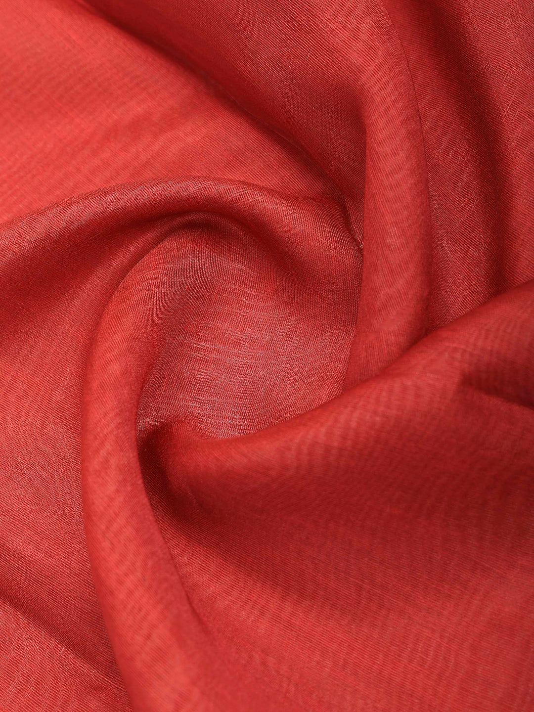 Red Cotton Blend Printed Saree