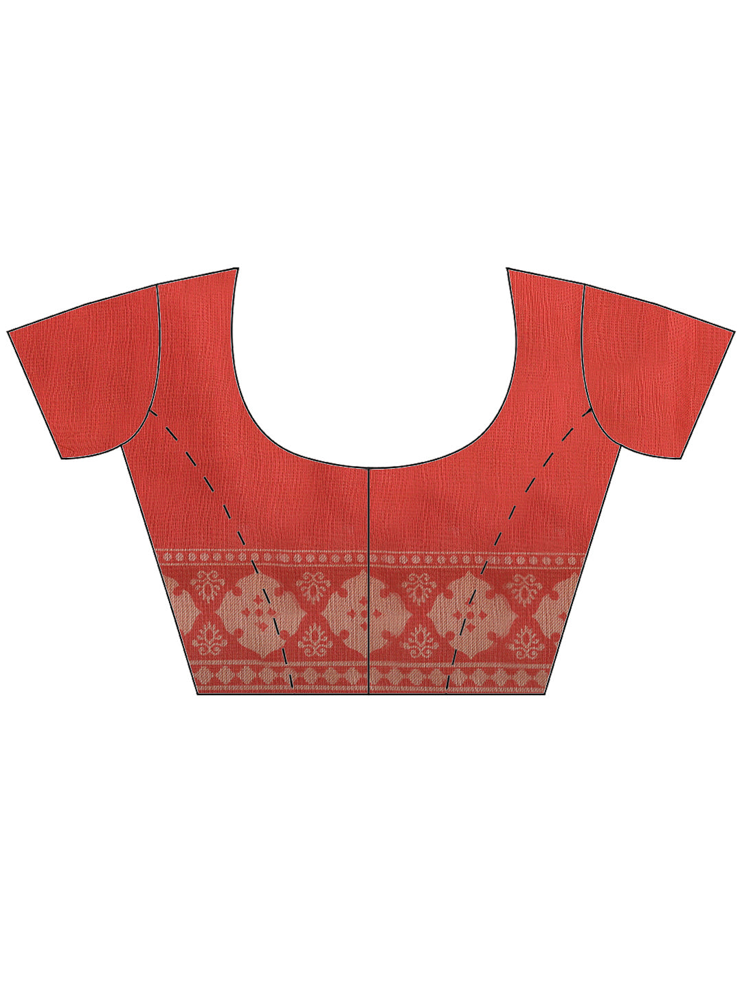 Red Cotton Blend Printed Saree