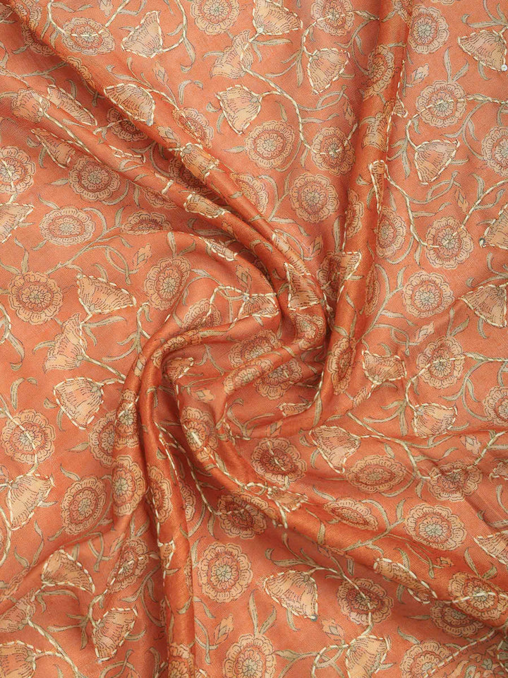 Mustard Cotton Blend Printed Saree