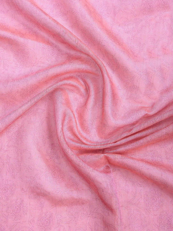 Pink Cotton Blend Printed Saree