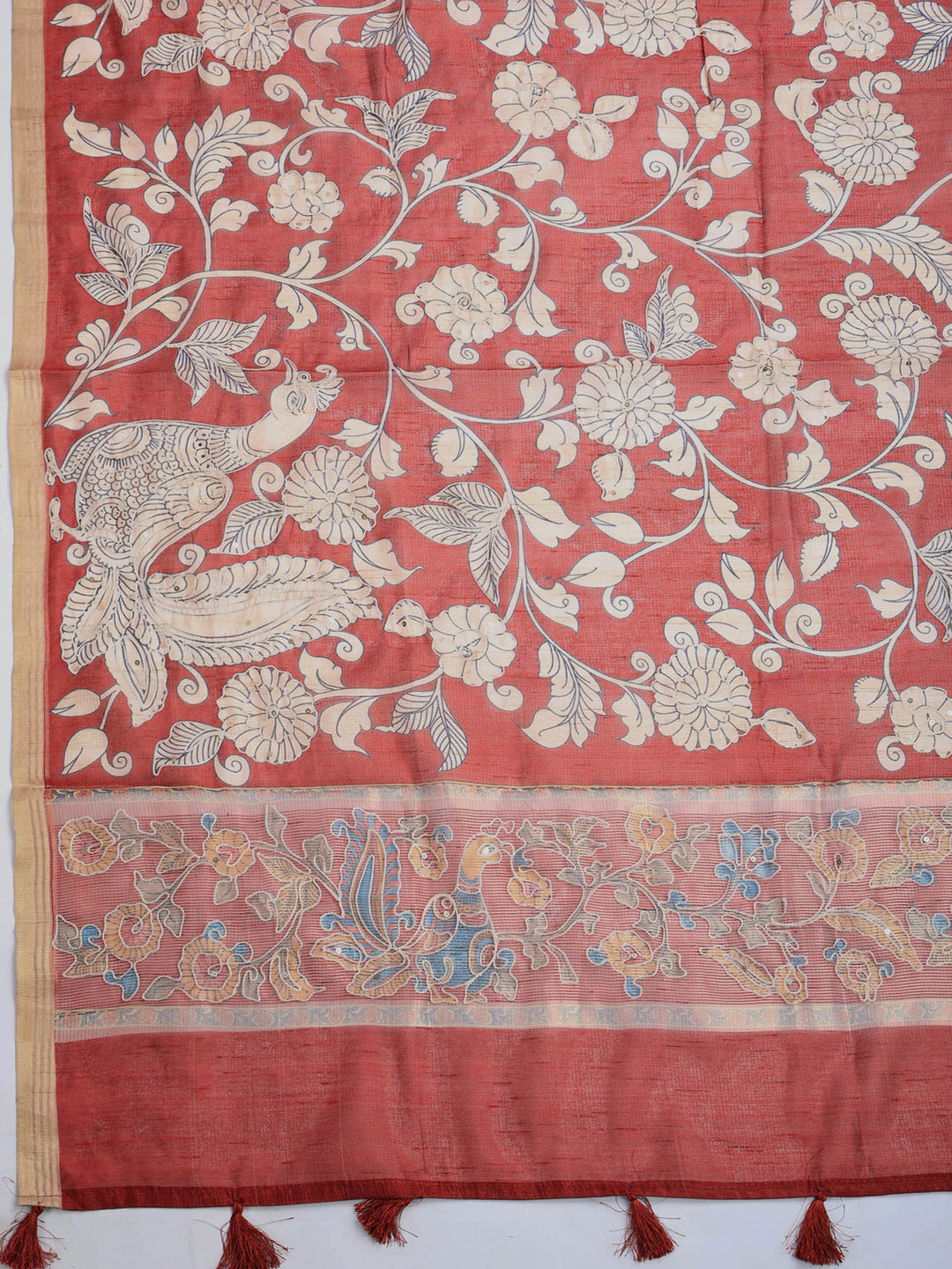 Maroon Cotton Blend Printed Saree