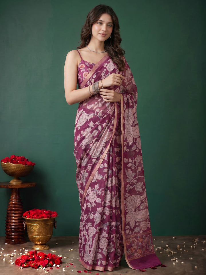 Rani Cotton Blend Printed Saree