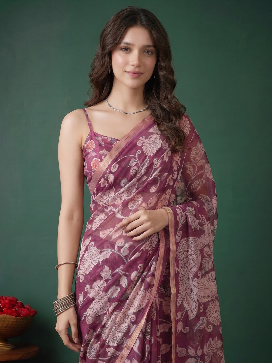 Rani Cotton Blend Printed Saree