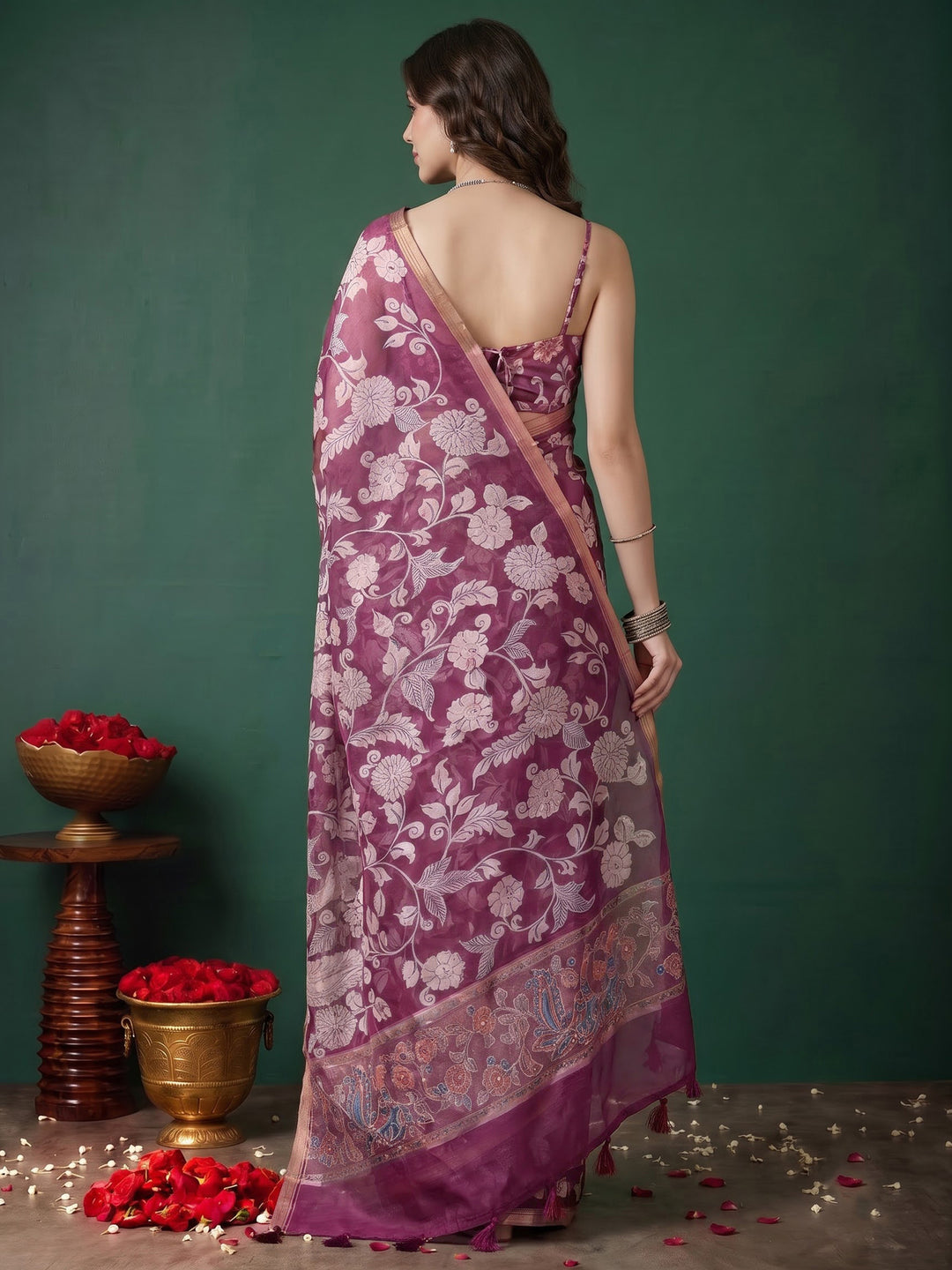 Rani Cotton Blend Printed Saree