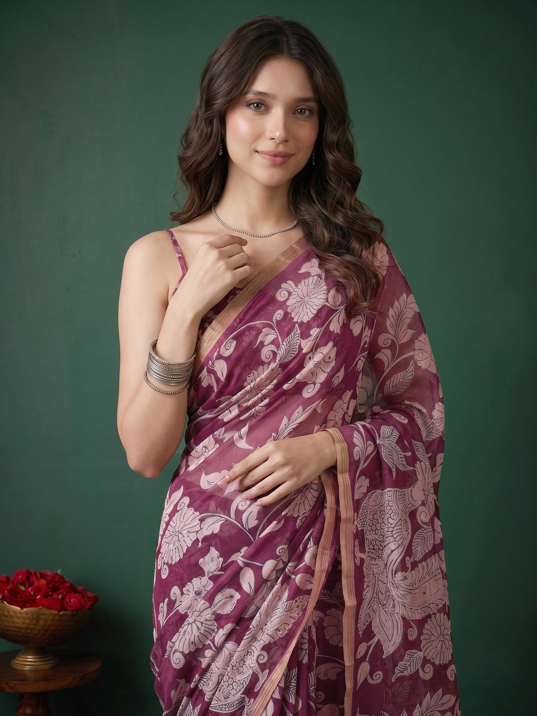 Rani Cotton Blend Printed Saree