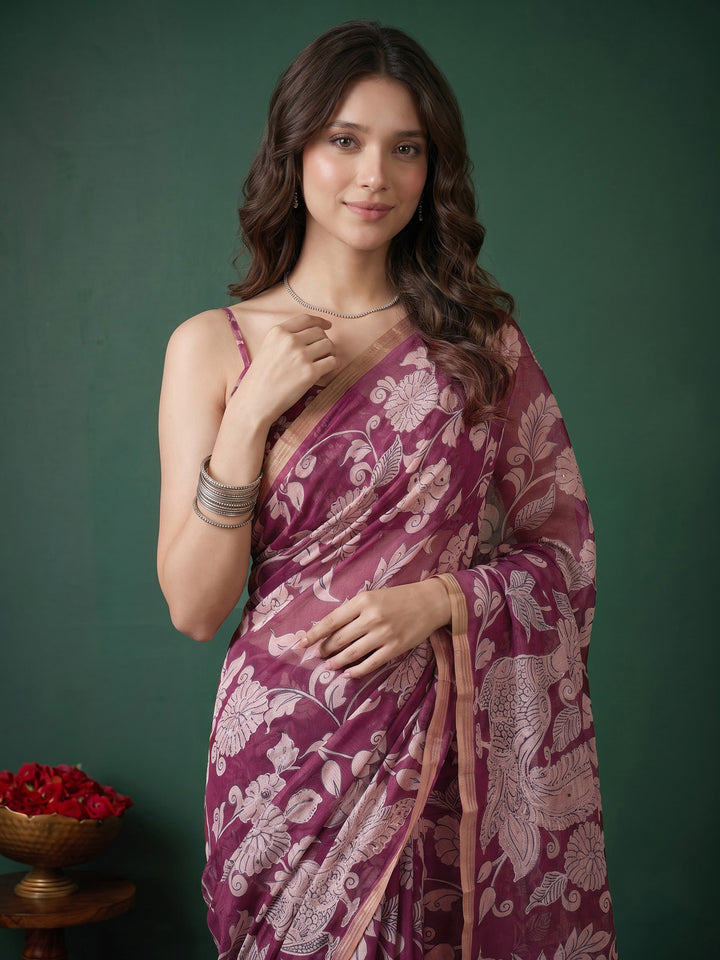 Rani Cotton Blend Printed Saree