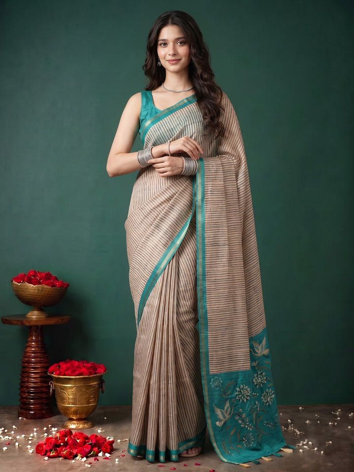 Green Art Silk Printed Saree