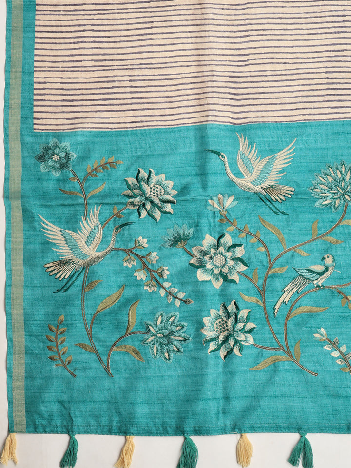 Green Art Silk Printed Saree