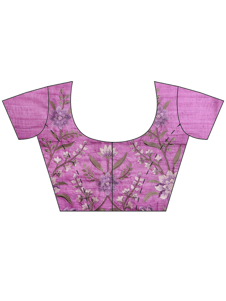 Lavender Art Silk Printed Saree