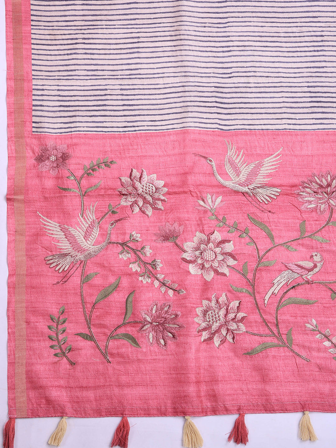 Pink Art Silk Printed Saree