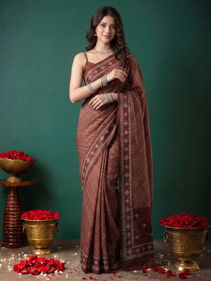 Maroon Art Silk Printed Saree