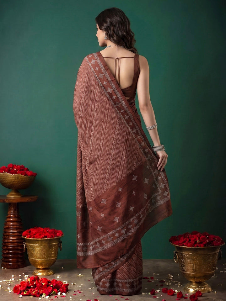 Maroon Art Silk Printed Saree