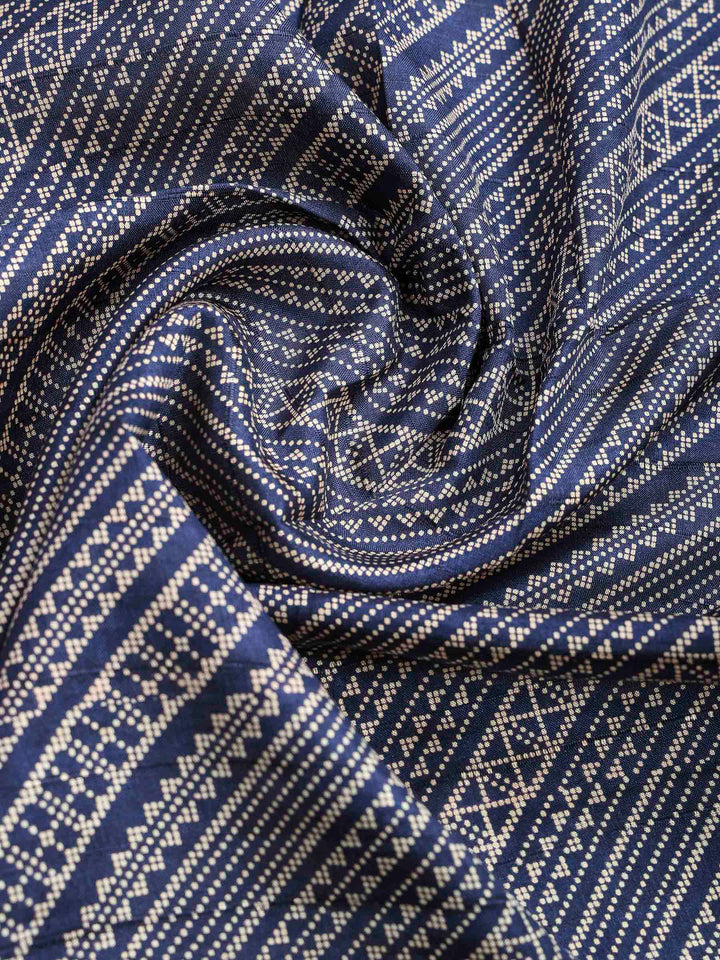 Navy Blue Art Silk Printed Saree
