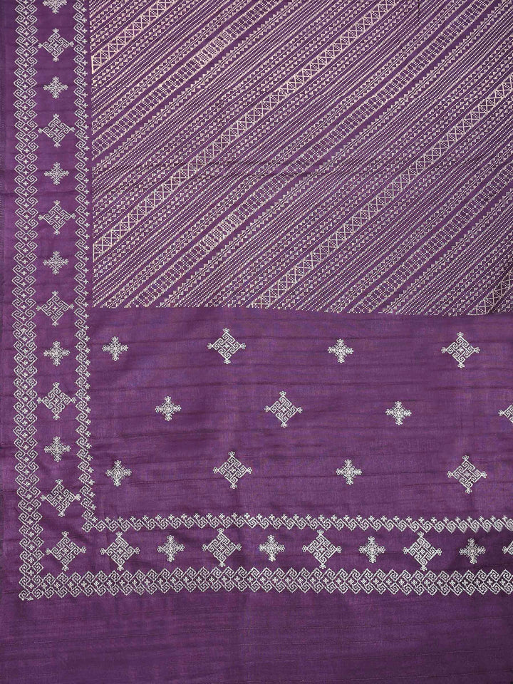 Wine Art Silk Printed Saree
