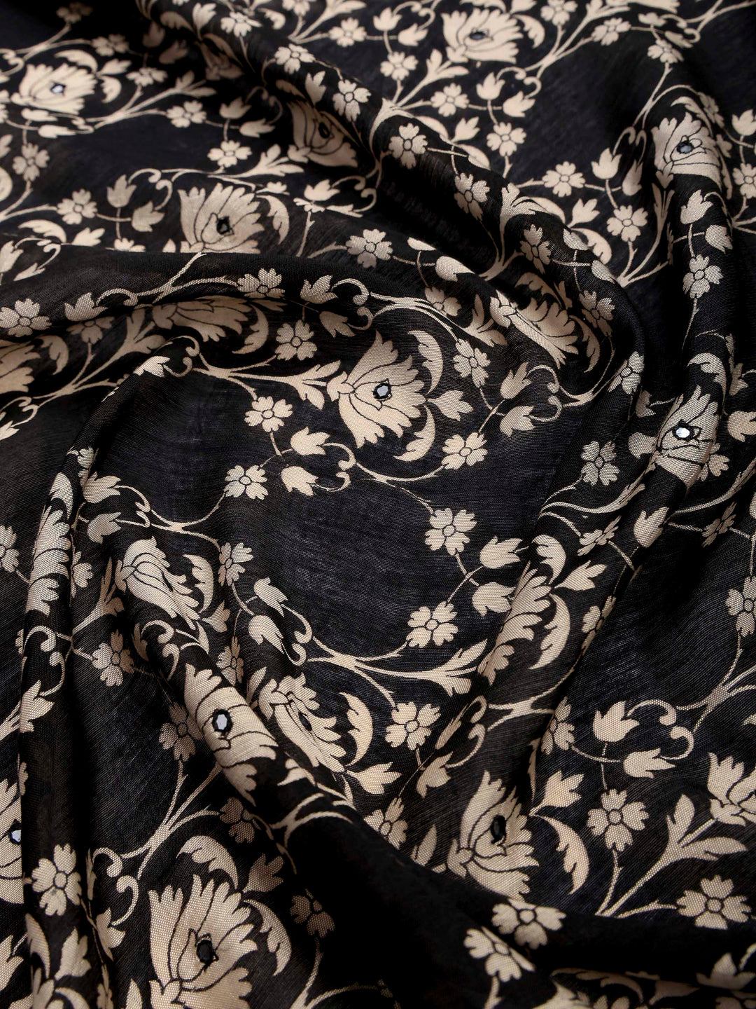 Black Cotton Blend Printed Sarees
