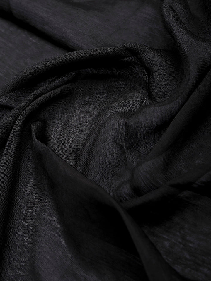 Black Cotton Blend Printed Sarees
