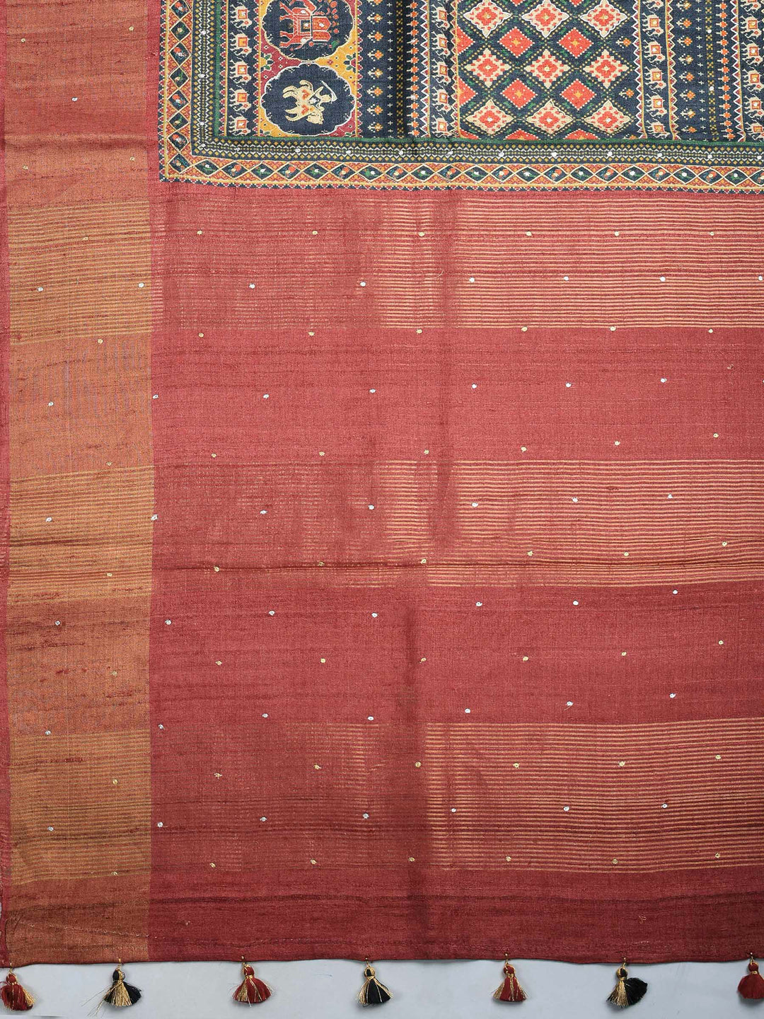 Black Tussar Printed Sarees