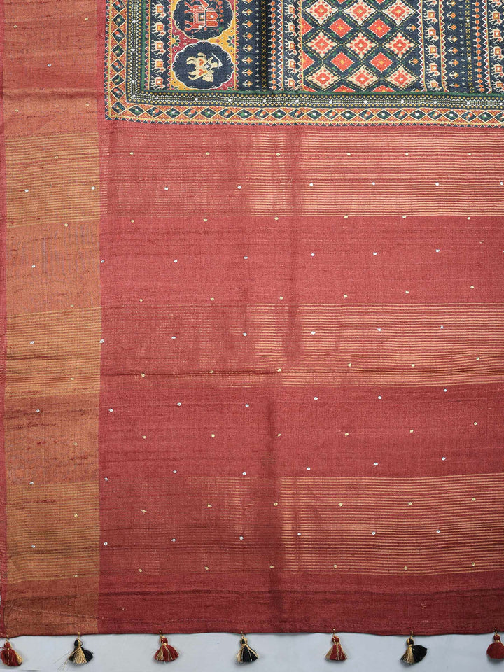 Black Tussar Printed Sarees