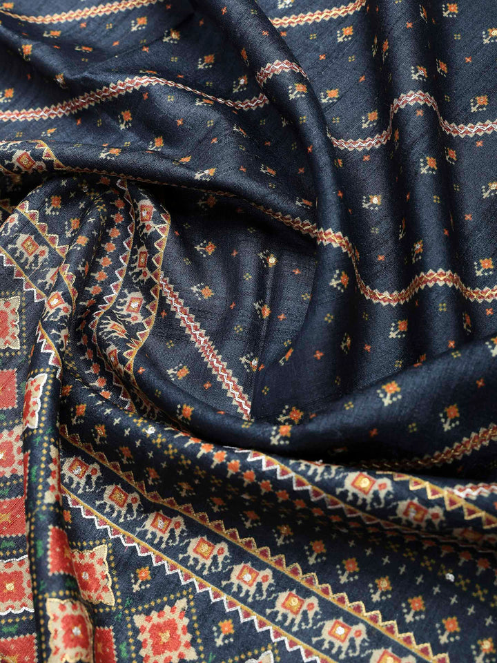 Black Tussar Printed Sarees