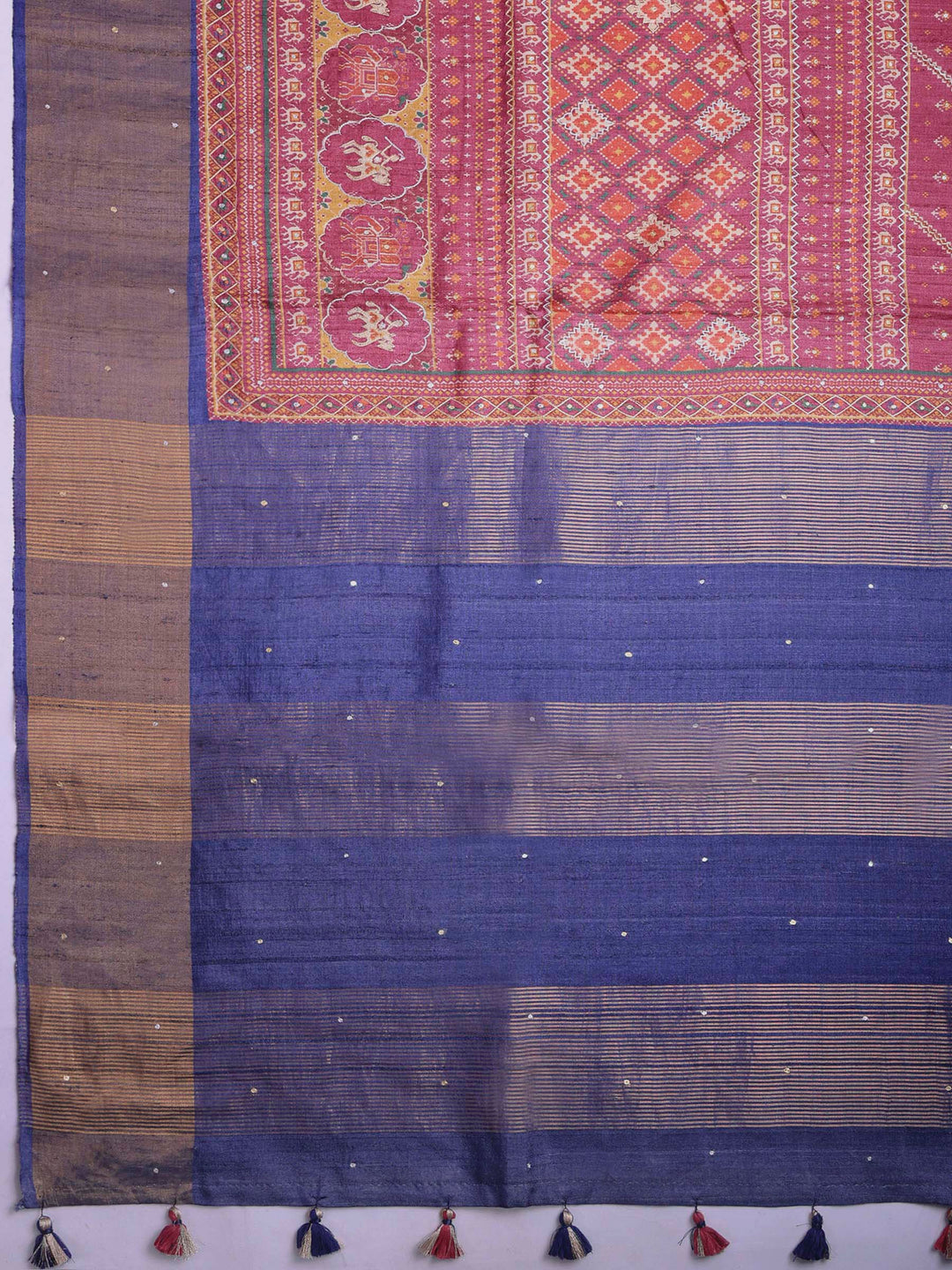 Wine Tussar Printed Sarees
