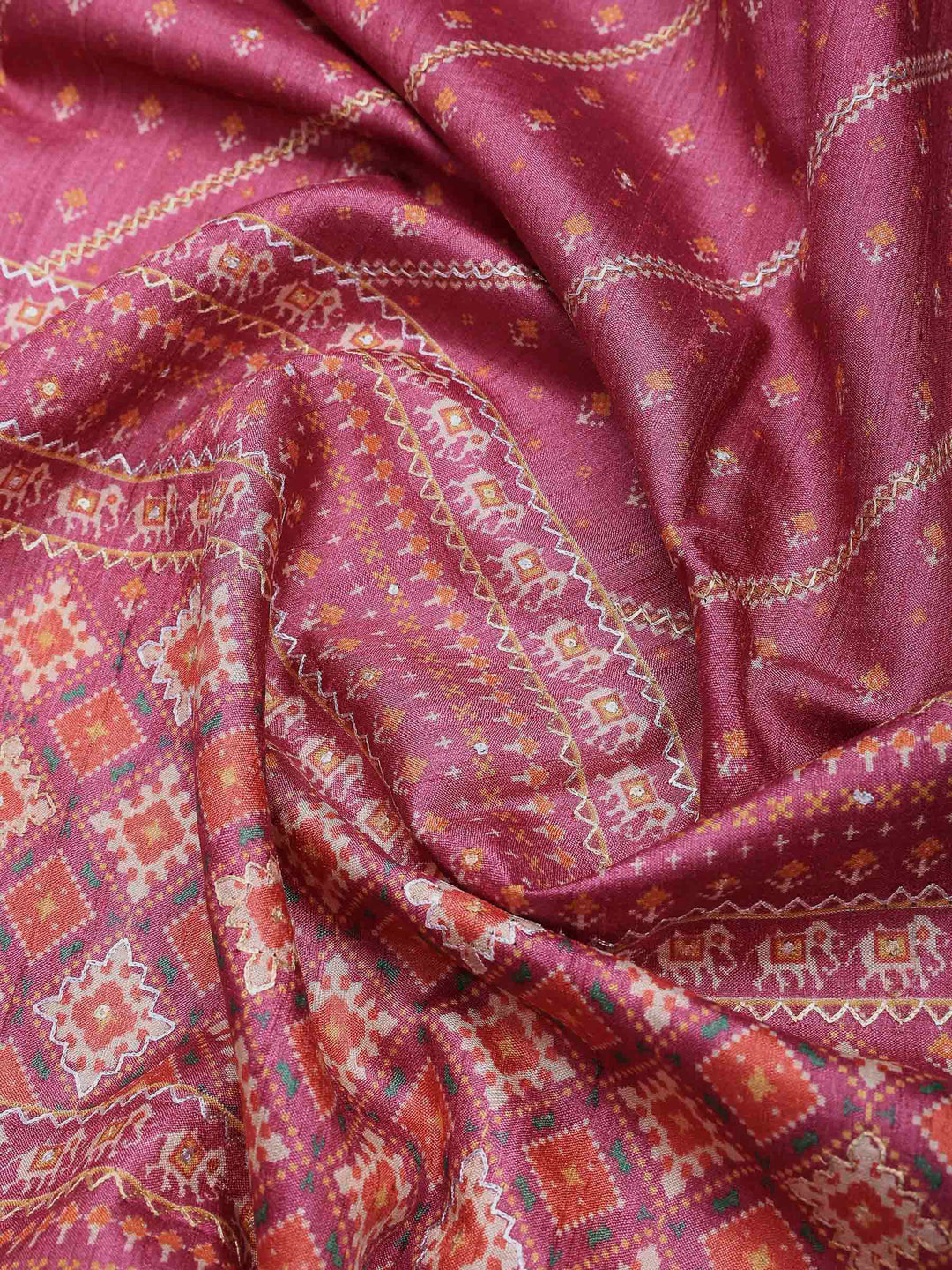 Wine Tussar Printed Sarees