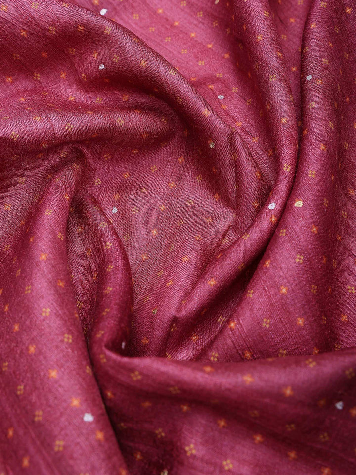 Wine Tussar Printed Sarees