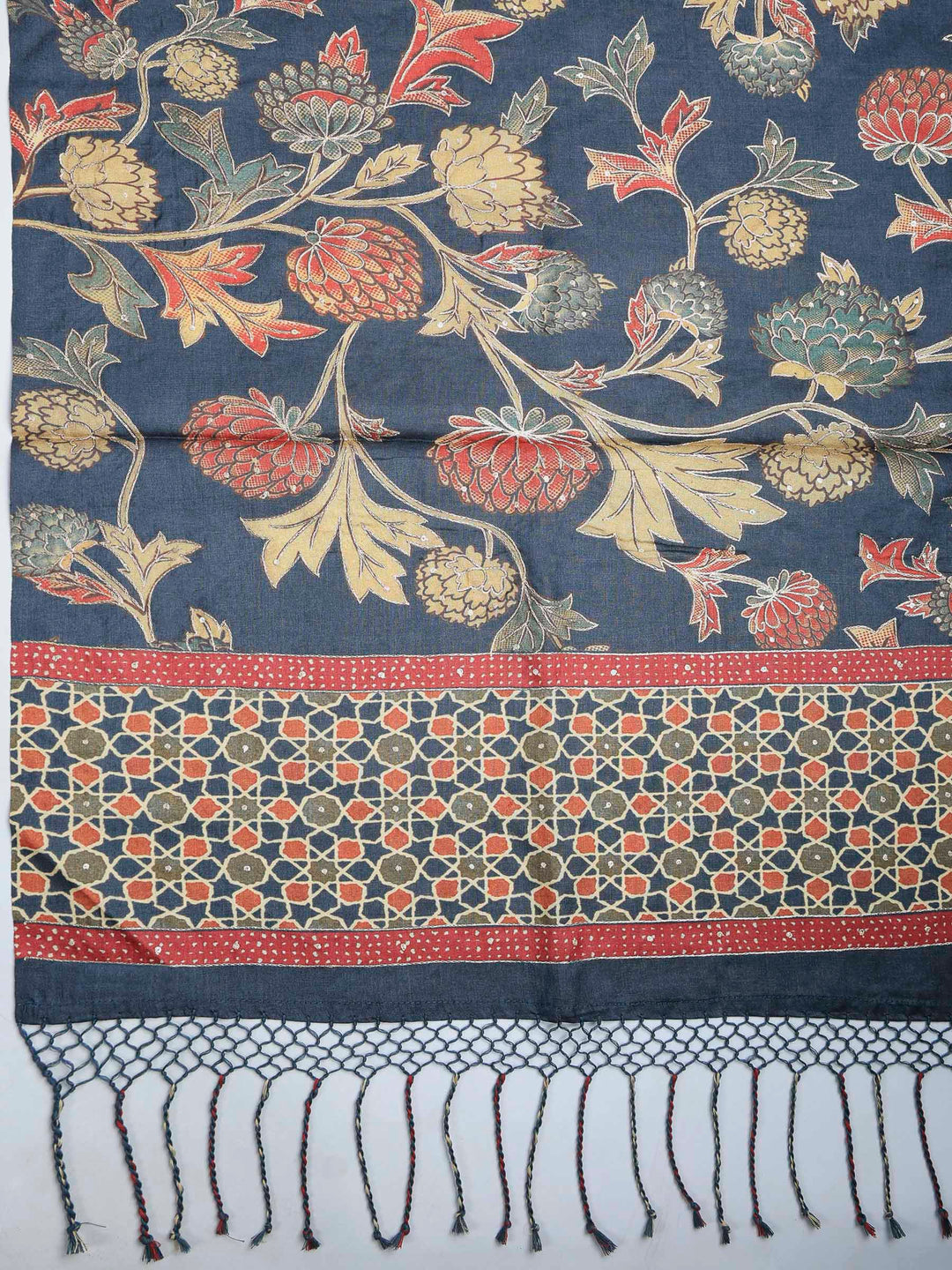 Grey Tussar Printed Sarees