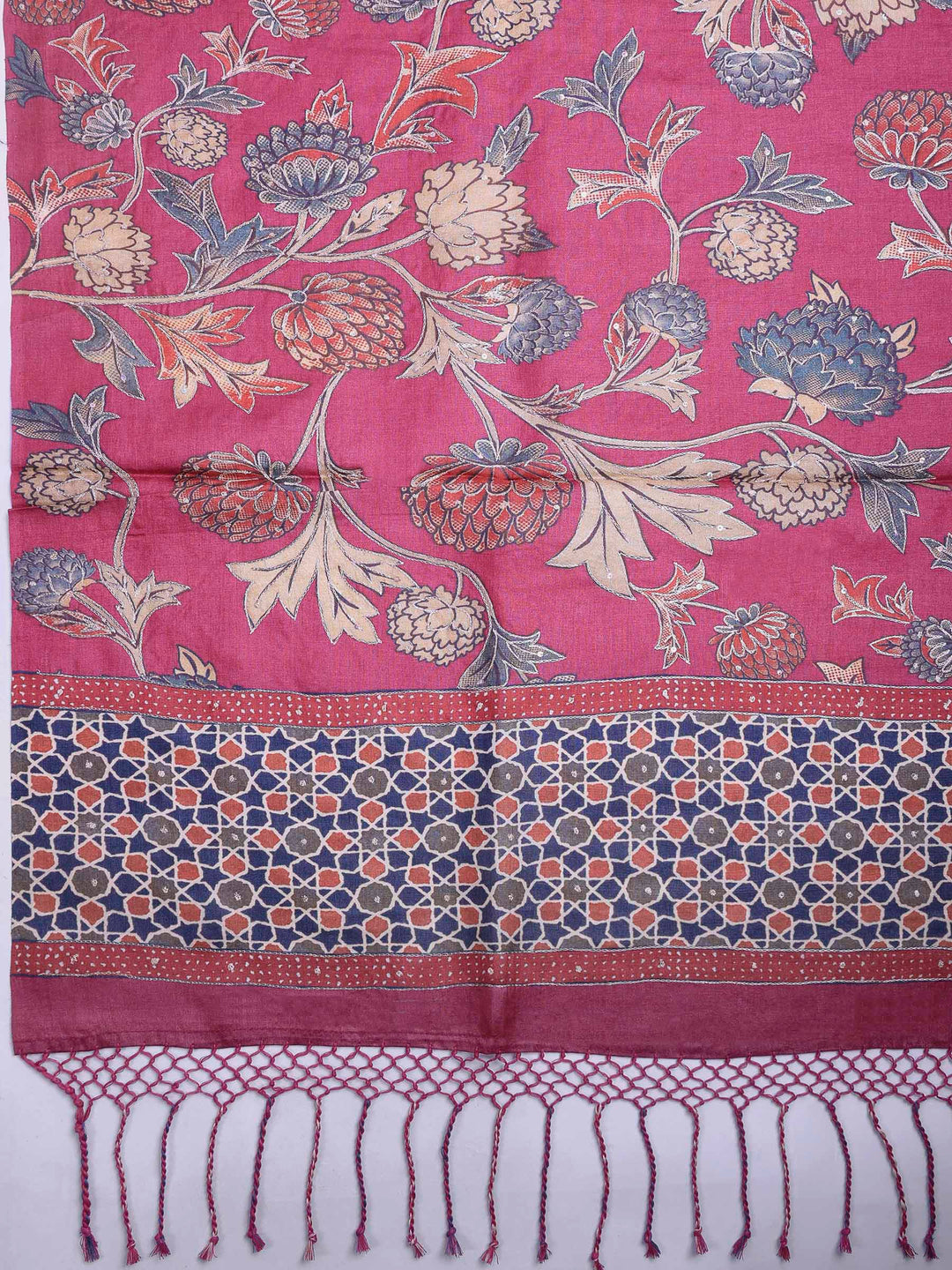 Magenta Tussar Printed Sarees