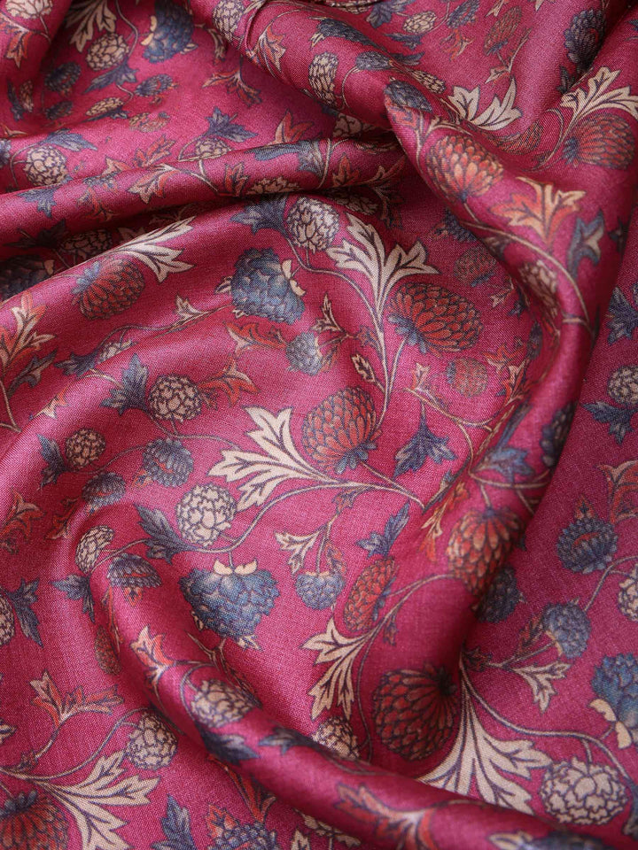 Magenta Tussar Printed Sarees