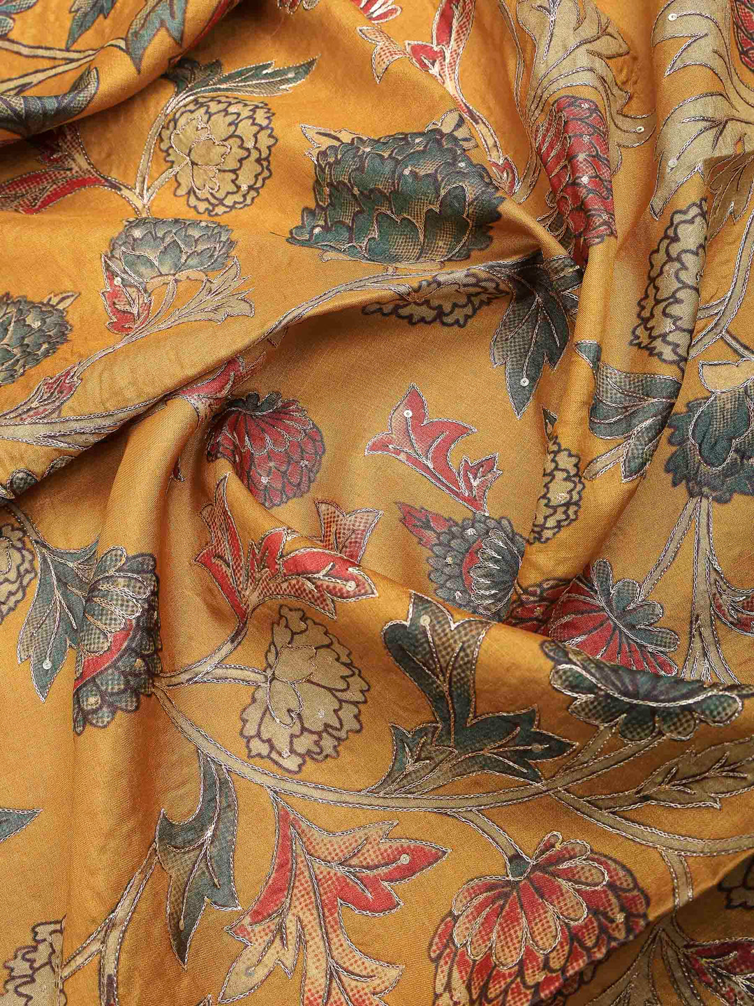 Mustard Tussar Printed Sarees