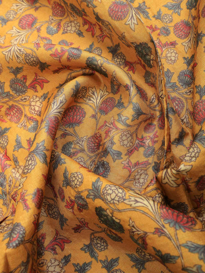 Mustard Tussar Printed Sarees