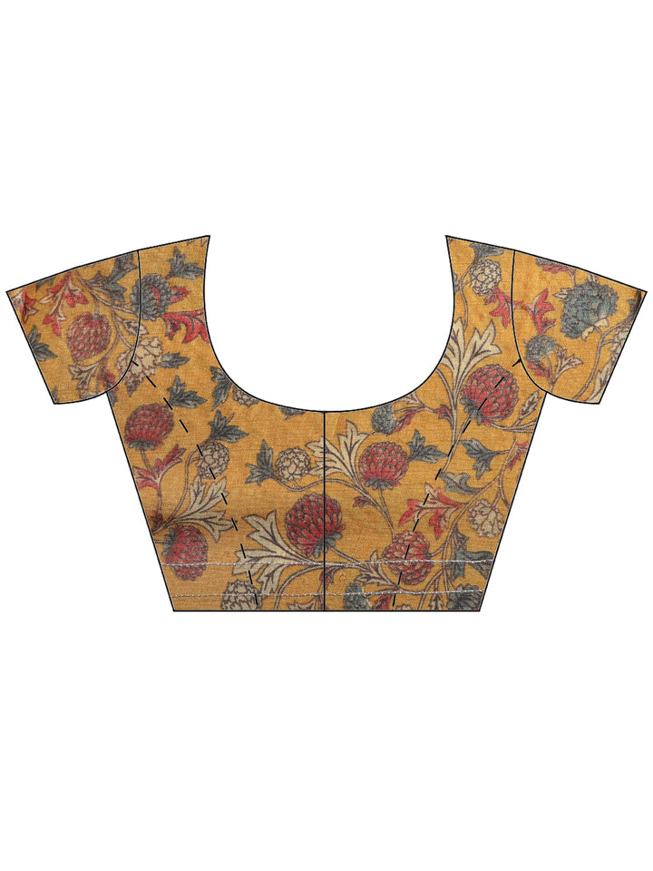 Mustard Tussar Printed Sarees