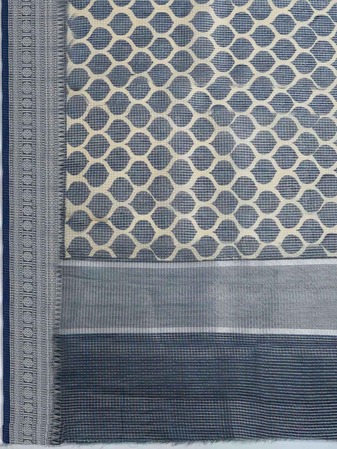 Navy Blue Cotton Blend Printed Sarees