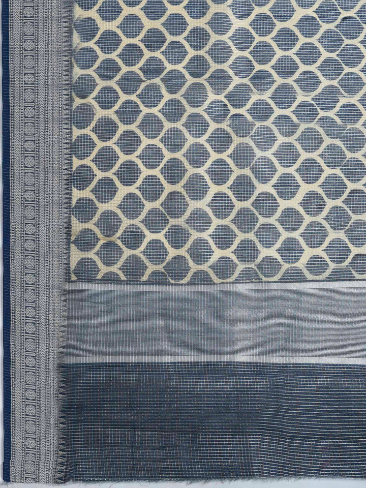 Navy Blue Cotton Blend Printed Sarees